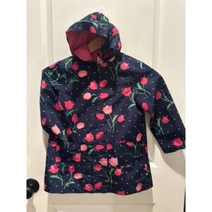 Gymboree Tulip Girl Raincoat  -  Button Down & Hooded Girl Size Small 5/6s